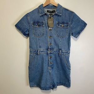 LIONESS Women's Denim U Know Whats Up Playsuit